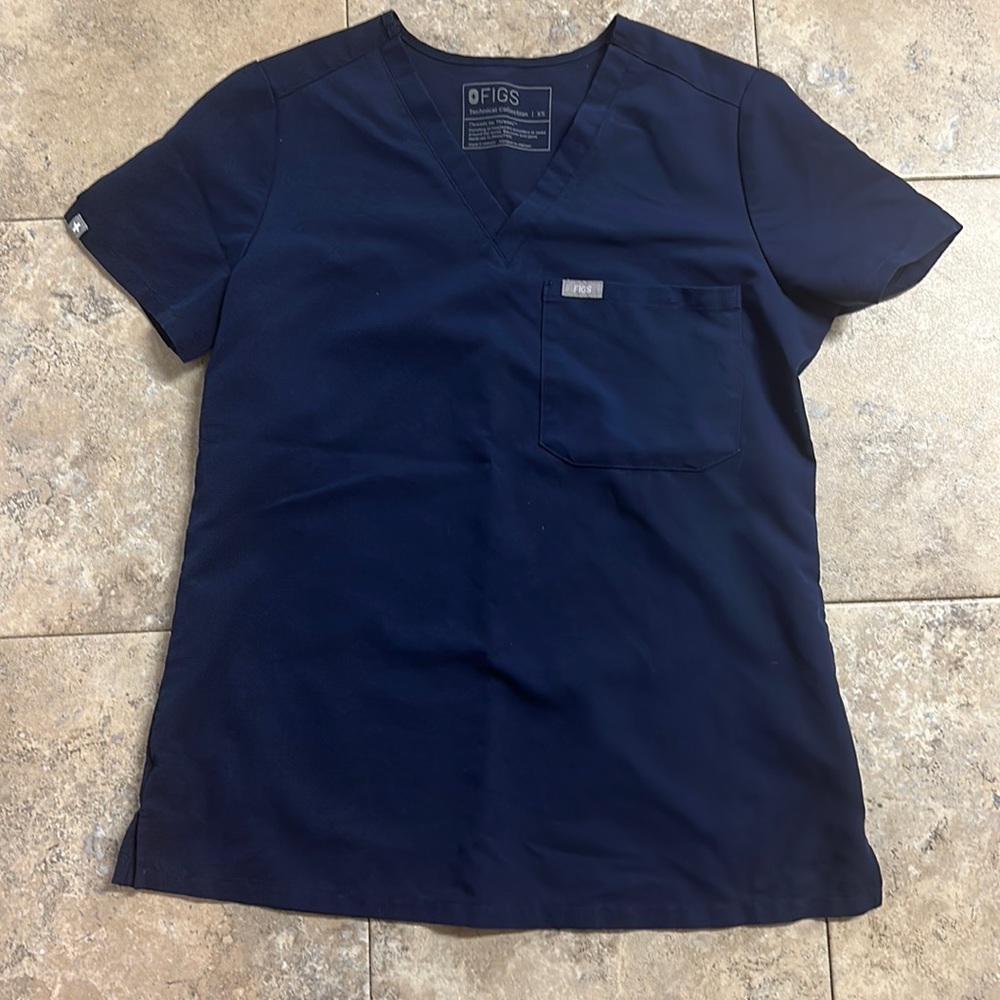 Navy Figs One Pocket Scrub Top XS